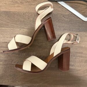 Dolce Vita Tan and Cream Block Heels